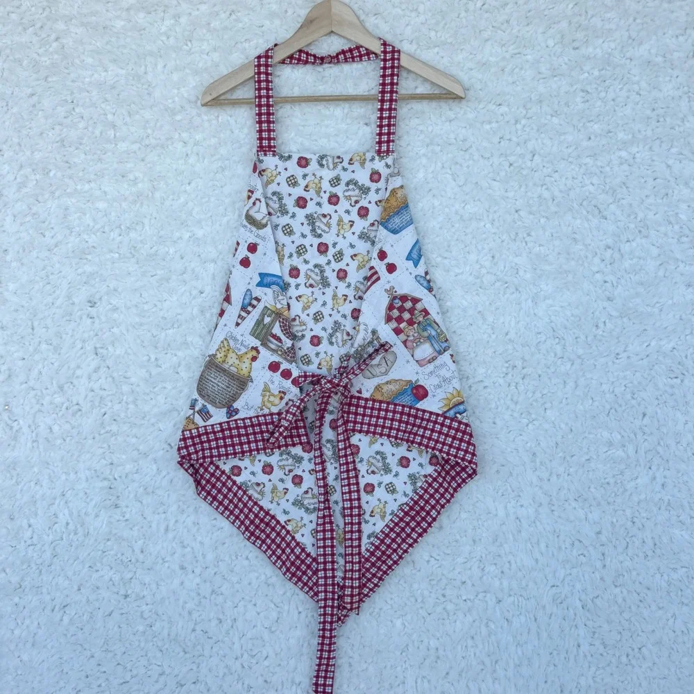 Country Farmhouse Americana‎ Chicken Apple Pie Kitchen Apron Handmade 31 x 28